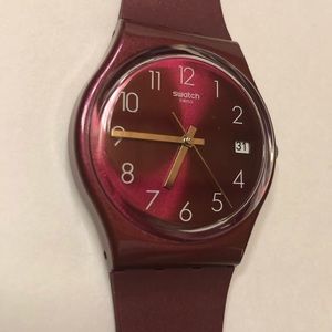 Like New Burgundy Maroon Swatch Watch